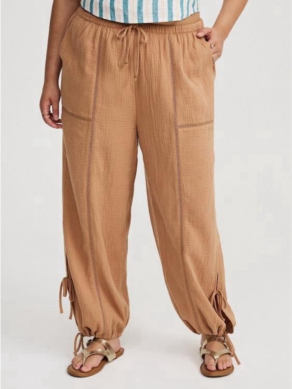 torrid Tan Drawstring Harem Joggers - Picture 2 of 6